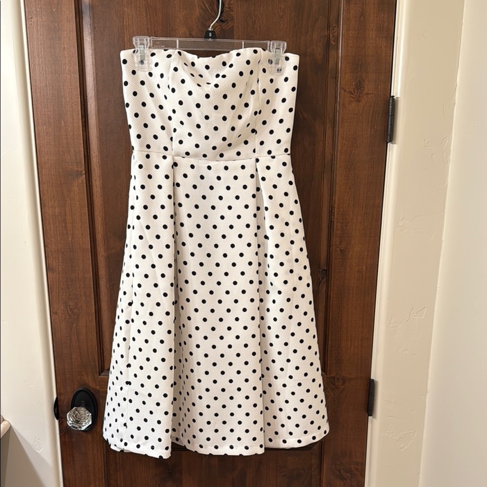 Sans Souci White and Black Polka Dot Midi Dress